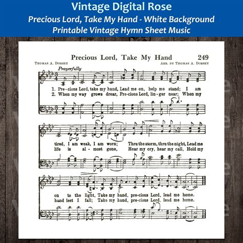 Precious Lord Take My Hand Printable Vintage Hymn Sheet Music Etsy