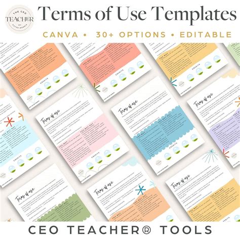 Terms Of Use Templates Teacher Business Etsy