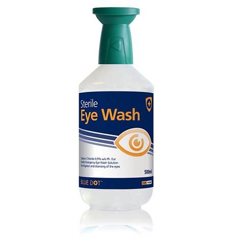 Sterile Eye Wash Blue Dot 500ml With Eye Bath Cap