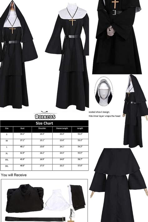 Cr Rolecos The Nun Costume Plus Size Scary Nun Outfit Priest Halloween