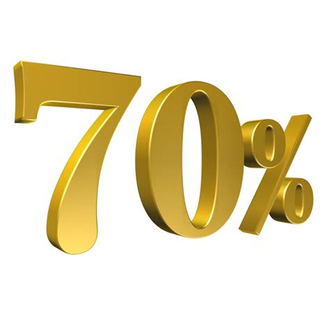 70 Percent Gold Number Seventy 3d Rendering 8506445 Png