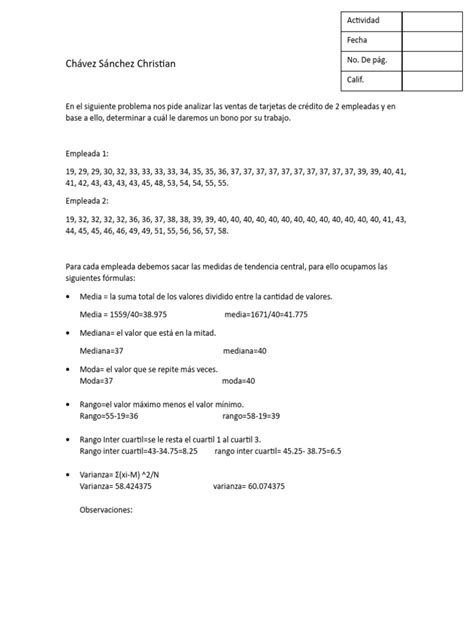 Ejercicio De Estadistica Inferencial 3 Pdf Análisis Estadístico Enseñanza De Matemática