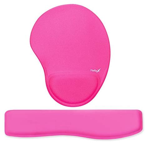 Kit Ergon Mico Mouse Pad Apoio De Pulso Para Teclado Rosa Reflex