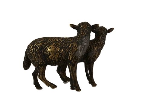 Antique French Brass Sheep Figurines Miniature Farm Animal