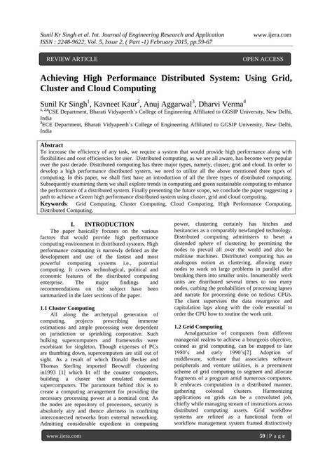 Pdf Achieving High Performance Distributed System Using Grid