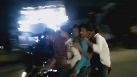 Uttar Pradesh Five Youths Seen Riding A Bike On Busy Road In Lucknow