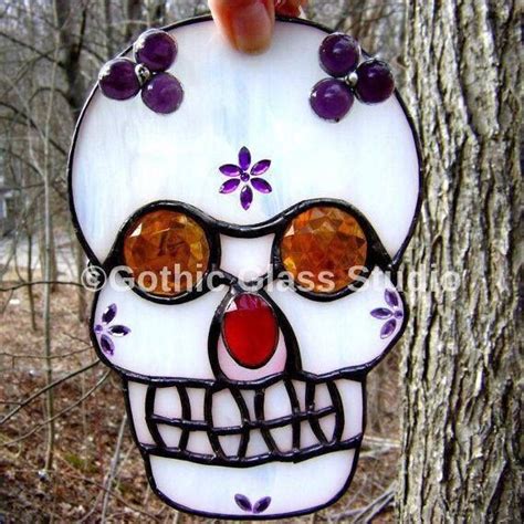 My Own Original Stained Glass Design Sugar Skull Art Etsy Stained Glass Suncatchers