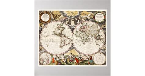 Vintage World Map Poster | Zazzle