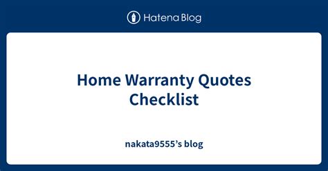 Home Warranty Quotes Checklist Nakata9555s Blog