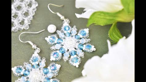 How To Make Crystal Snowflake Beaded Earrings Youtube