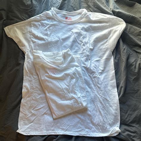 (2) Hanes Tshirts Plain white, never worn, just buy... - Depop