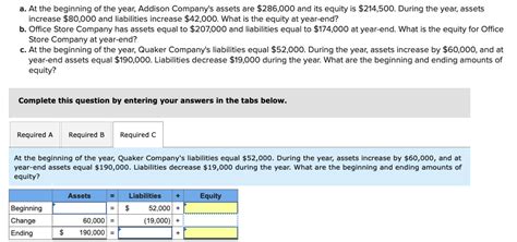 Solved A At The Beginning Of The Year Addison Company S Chegg