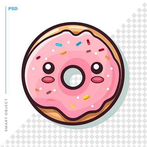 Rosquinha De Desenho Animado Com Esmalte Rosa E Granulado Ilustração Em Vetor Psd Premium