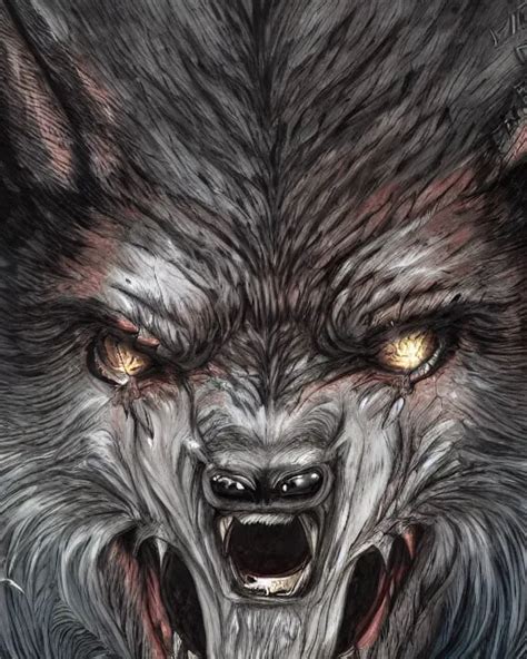 A Minotaur Wolf Terrifying Face Highly Detailed Stable Diffusion