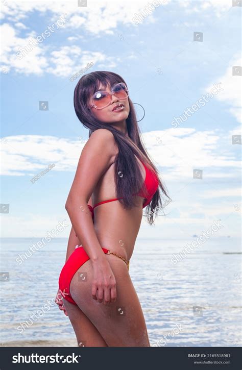 Sexy Asian Red Bikini Female Lady Stock Photo 2165518981 Shutterstock