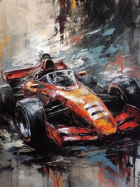 Une Peinture D Une Voiture De Course Rouge De La Course De Formule 1