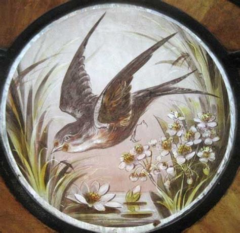 Stained Glass Painted Bird Roundel Via