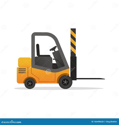 Vector Yellow Forklift Truck On White Background Isolated Electric