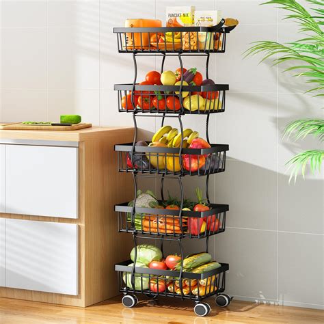 Amazon 4 Tier Fruit Basket Stand Fruit Vegetable Storage Cart