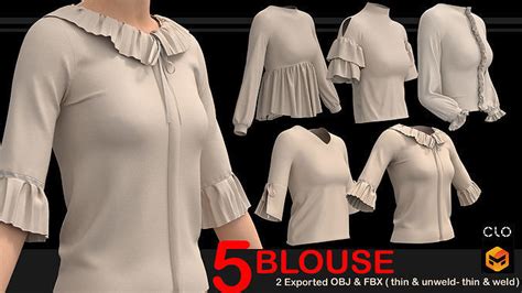 5 Female Blouses Pack 3d Model Cgtrader