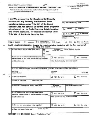 Fillable Online Reginfo Original SSA 8000 BK Pdf Reginfo Fax Email