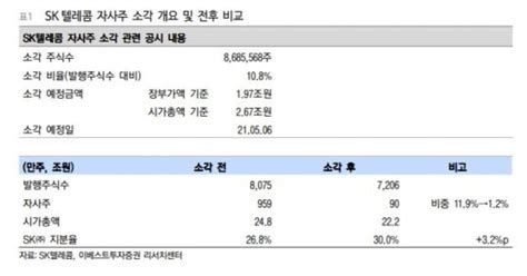 클릭 E종목 Sk텔레콤 자사주 소각 플렉스주주가치 제고