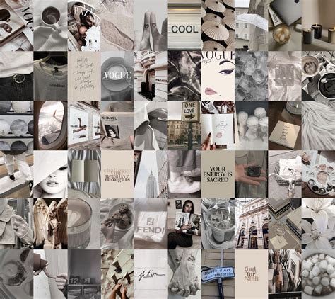 Grey And Cream Wall Collage Kit Aesthetic Grey Wall Photo Etsy