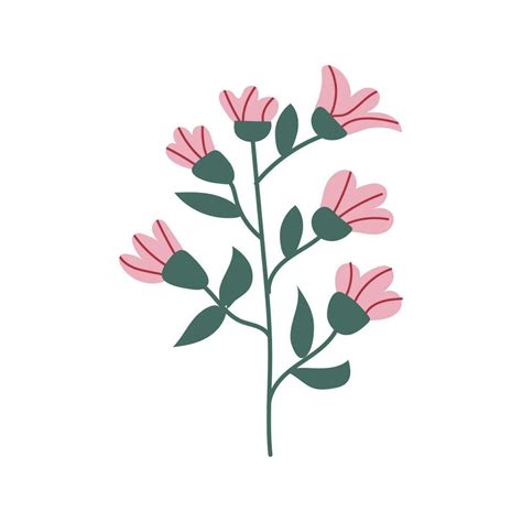 hand drawing bloom botanical pink natural flower  vector art