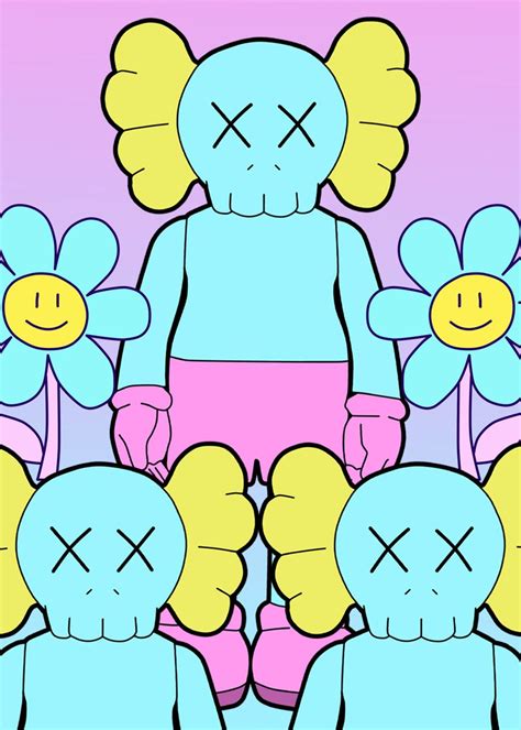 Kaws Summer Flowers Poster Picture Metal Print Paint By Muhammad