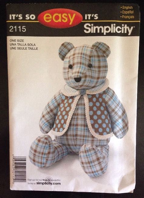 New Simplicity It S So Easy It S Simplicity Bear Pattern E2115 Memory Bears Pattern Teddy