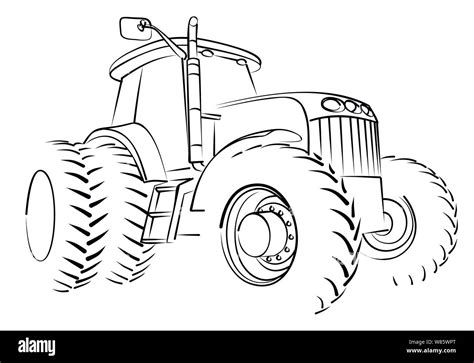 The Sketch Of A Big Heavy Tractor Stock Vector Image Art Alamy