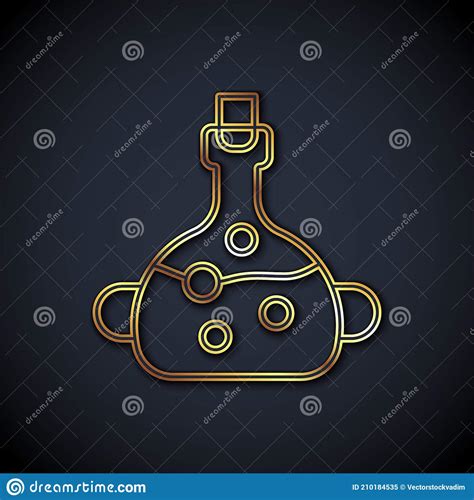 Gold Line Poison In Bottle Icon Isolated On Black Background Bottle Of Poison Or Poisonous