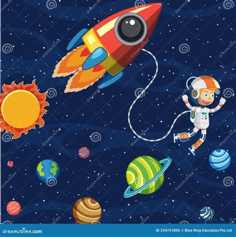 Fondo Del Espacio De Dibujos Animados Con Astronauta Ilustraci N Del