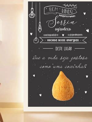 Adesivo Parede Painel Bem Vindo Coxinha Lanchonete 1mx84cm Compre