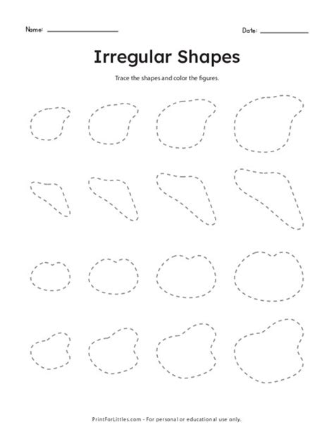 irregular shapes tracing worksheet printable