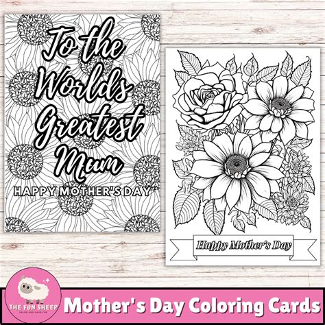 Mother's Day Coloring Cards | Mother's Day Coloring Craft Card ...