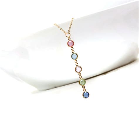 Gold Birthstone Necklace Crystal Necklace Grandmother Necklace - Etsy