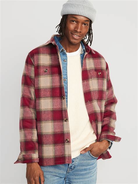 Soft Brushed Plaid Shacket For Men Old Navy