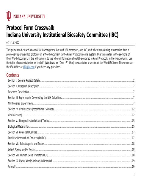 Protocol Crosswalk Indiana University Institutional Biosafety Committee