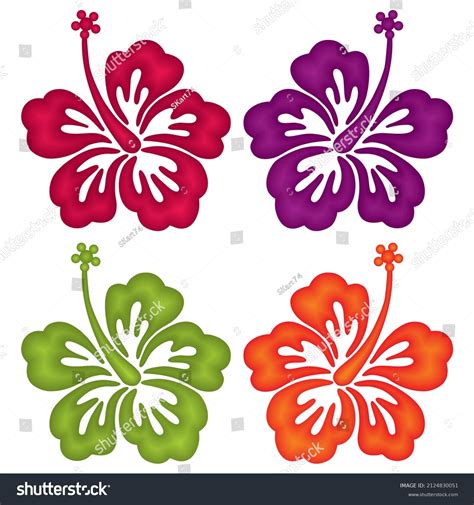 Hibiscus Flower Silhouette Vector Illustration Hibiscus Stock Vector