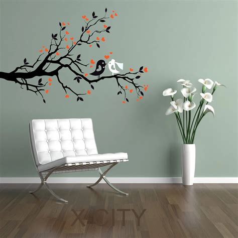 Tree Branch Heart Adorable Bird Wedding Love Colorful Wall Art Sticker