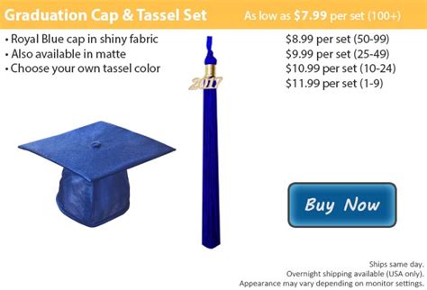 Shiny Royal Blue Graduation Cap And Tassel Sets From Honors Graduation