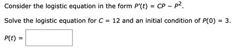 Solved Consider the logistic equation in the form | Chegg.com