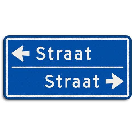 Blauw Straatnaambord X Cm Regelig Met Pijl Links Rechts Kopen