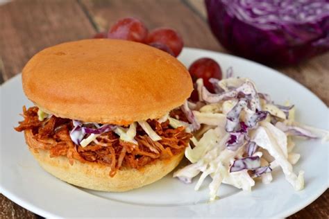 Slow Cooker Pulled Pork Sandwich with Creamy Slaw - Three Bakers