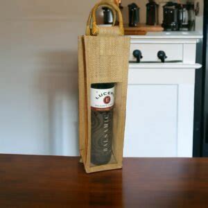 Personalised Jute Wine Bottle Bag Burlap Wine Bag With PVC WINDOW And