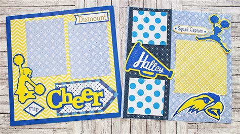 Pick Your Colors Custom Made Cheerleading Scrapbook Page Set Premade