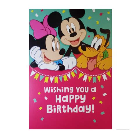 Minnie Mouse Mickey Mouse Pluto Birthday Card