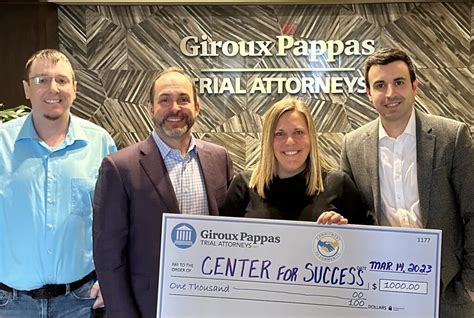 Giroux Pappas Pledges 1000 To Center For Success