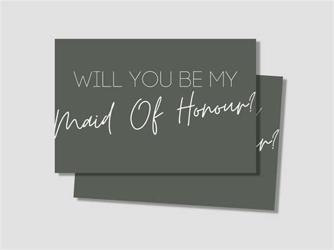 Will You Be My Maid Of Honour Proposal Card Matron Of Honour Proposal Card Minimalist Wedding